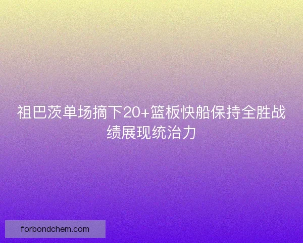 祖巴茨单场摘下20+篮板快船保持全胜战绩展现统治力